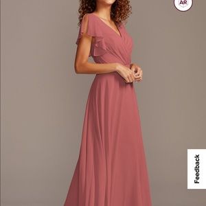 David’s Bridal Flutter Sleeve Bridesmaid Dress Sedona